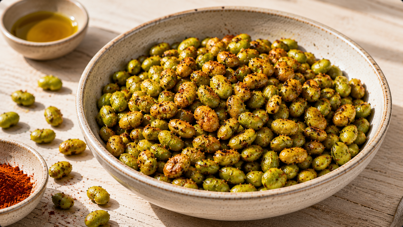 Ropogós sült edamame füstölt paprikával